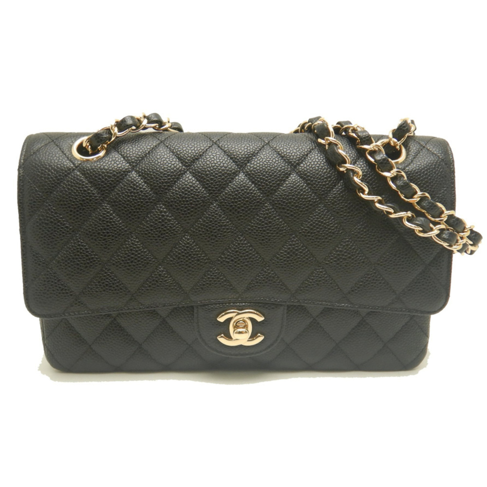 CHANEL Matelassé 25 A01112 Shoulder Bag, Caviar Leather, Black, Women's 254248